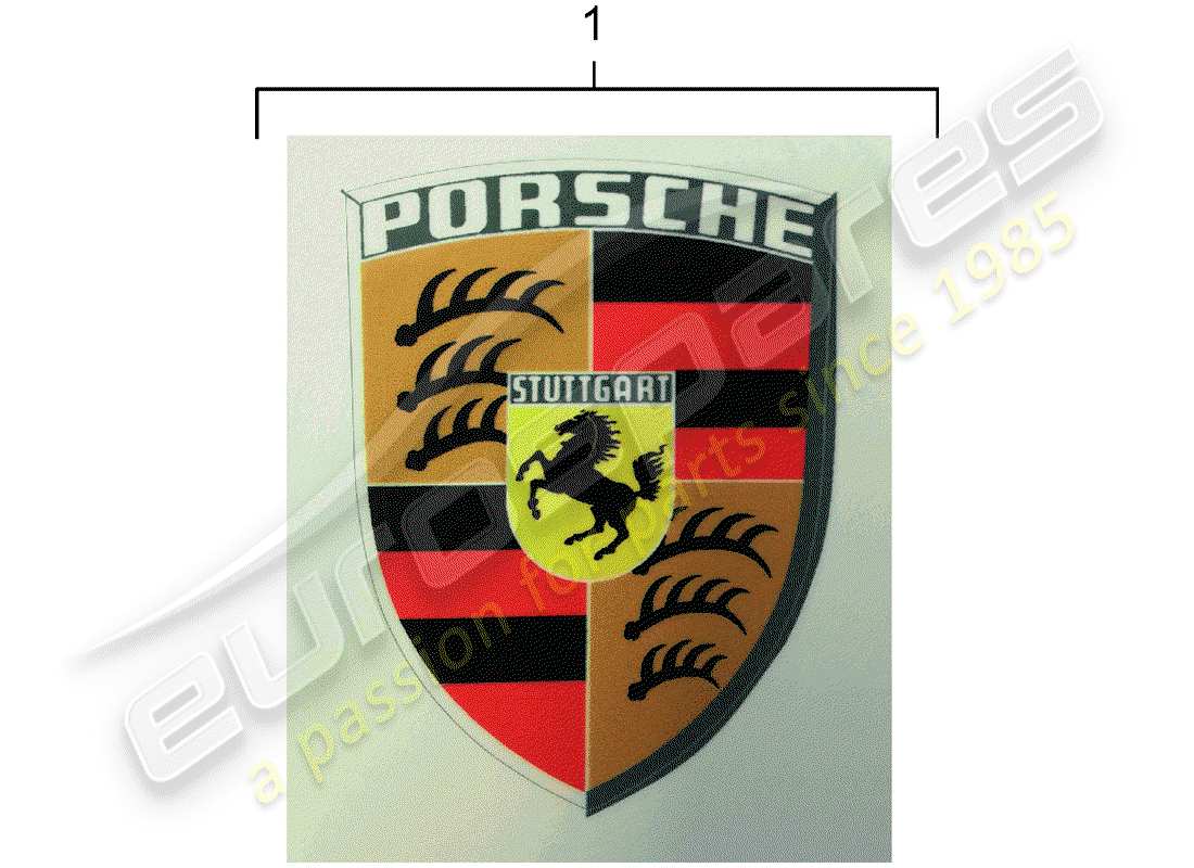 porsche classic accessories (1981) sticker - porsche crest part diagram