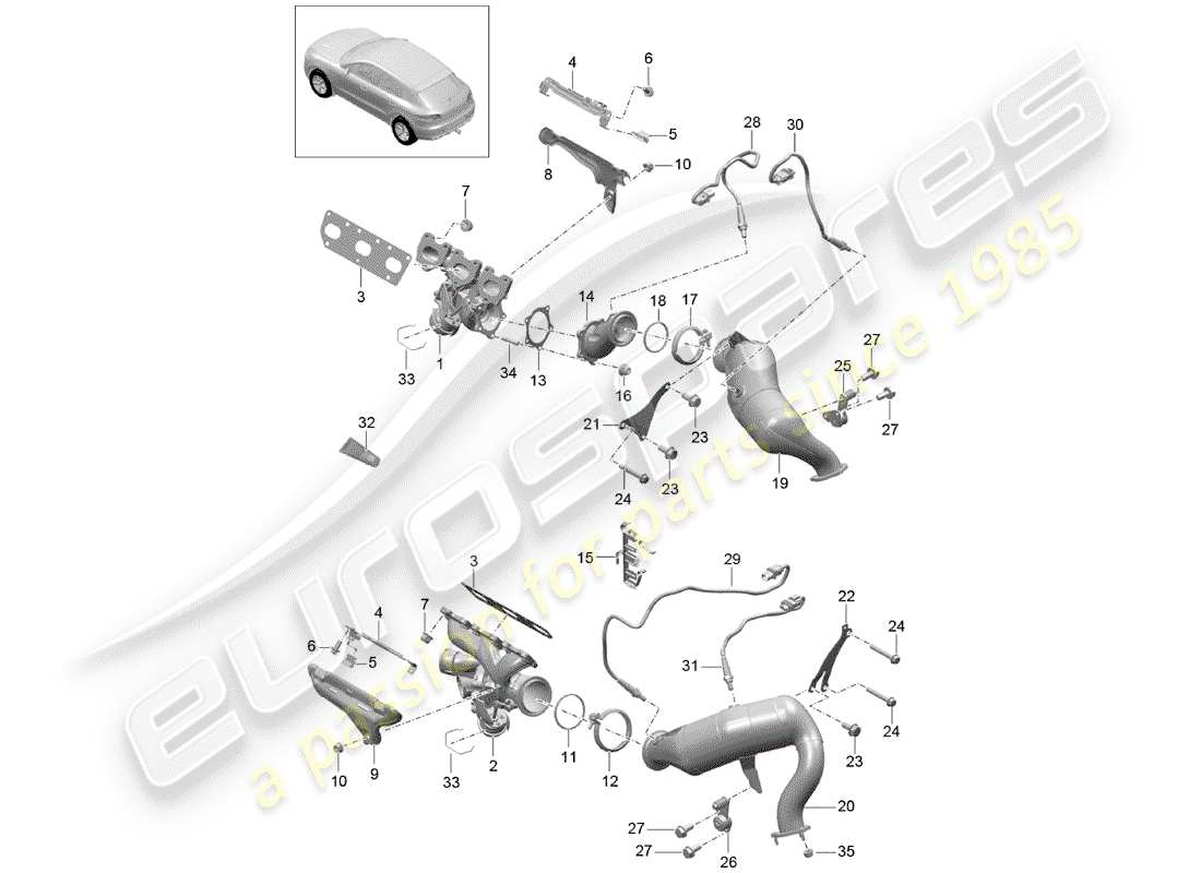porsche macan (2016) exhaust system part diagram