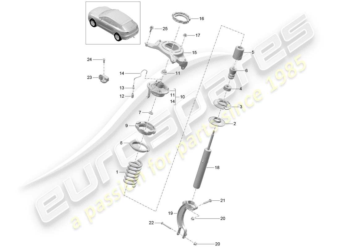 porsche macan (2014) steel spring suspension part diagram