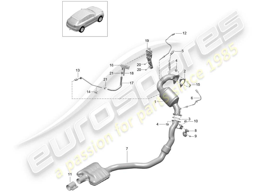 porsche macan (2014) exhaust system parts diagram