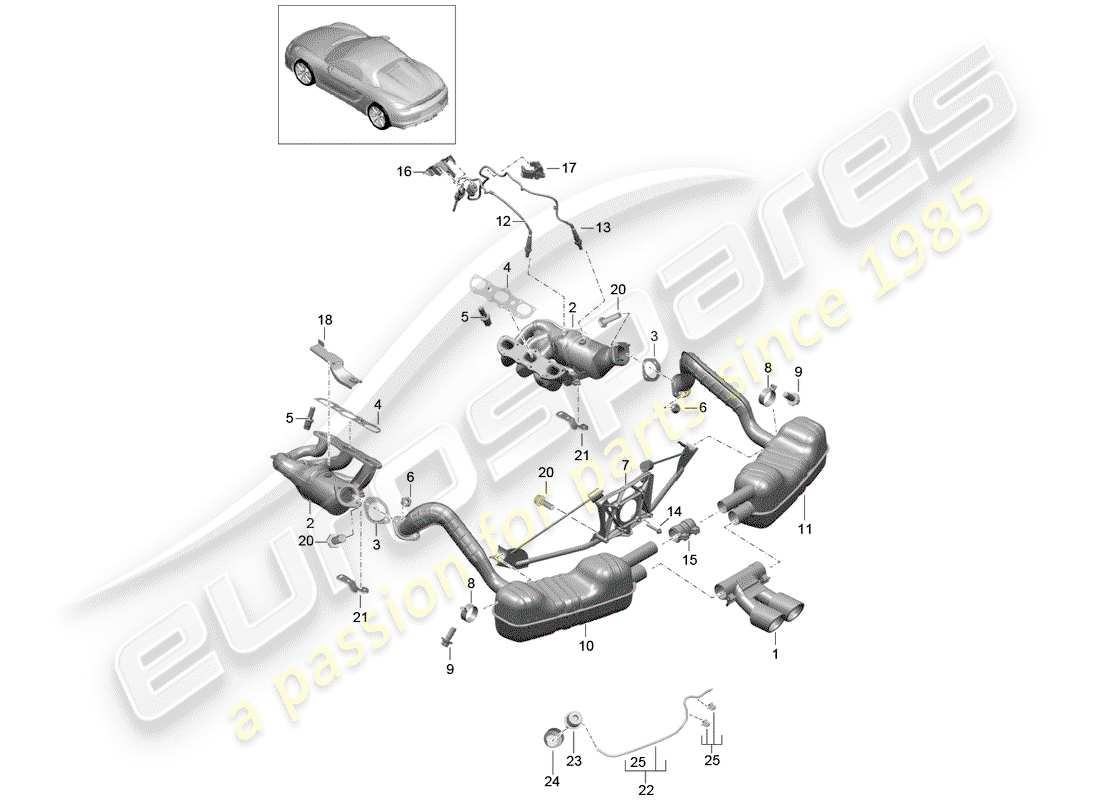 porsche 2016 exhaust system part diagram