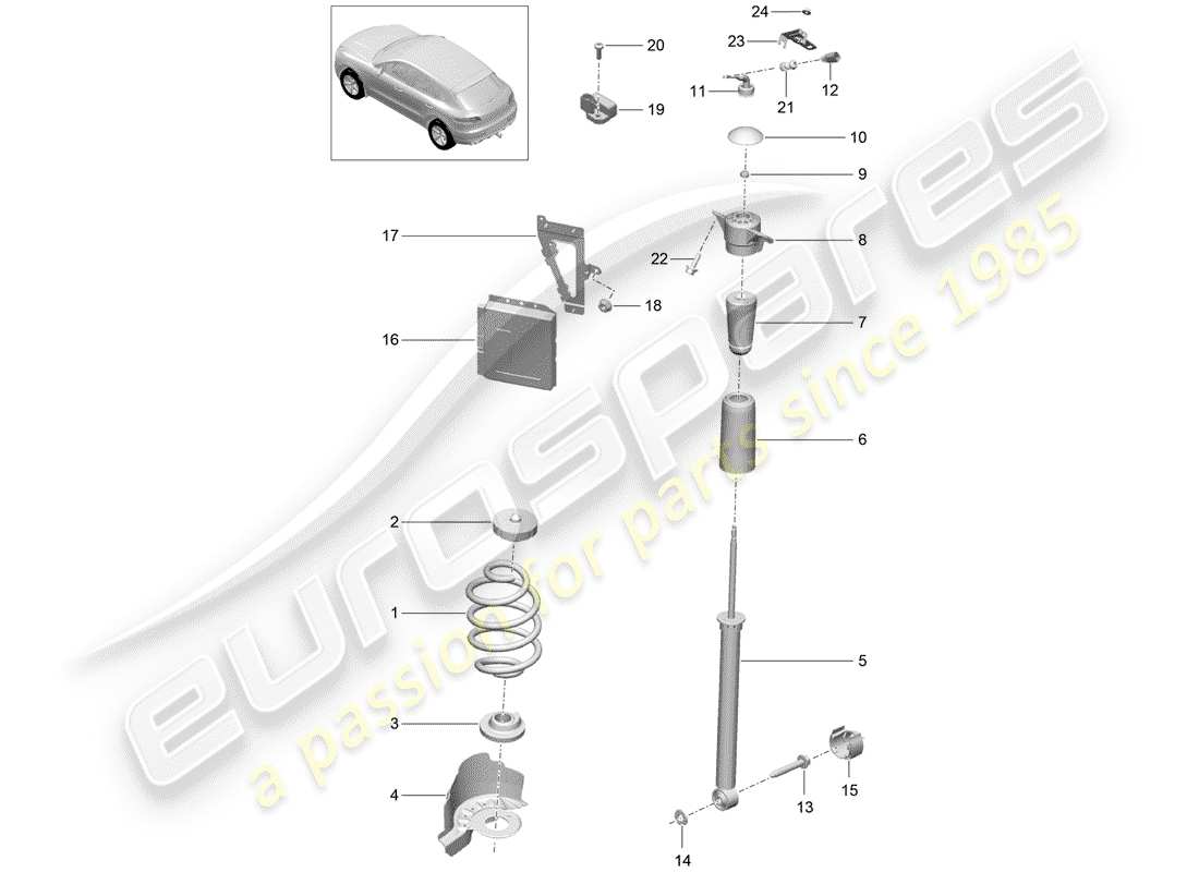 porsche macan (2014) steel spring suspension parts diagram