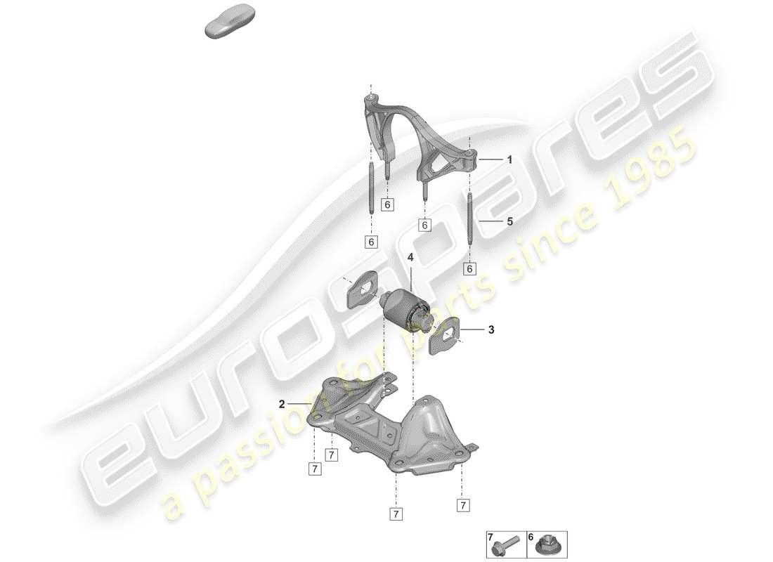 porsche 992 (2020) mounting parts for engine and part diagram