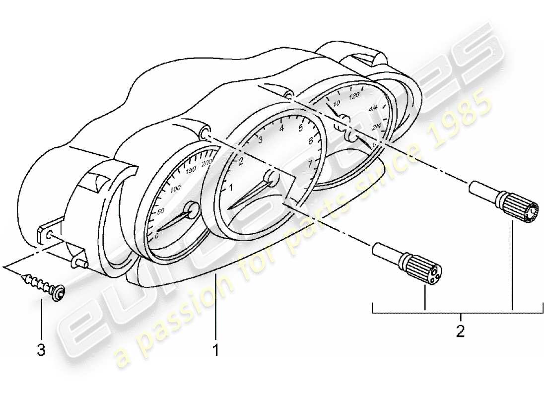 porsche boxster 986 (1997) instrument cluster - complete - d - mj 2001>> part diagram