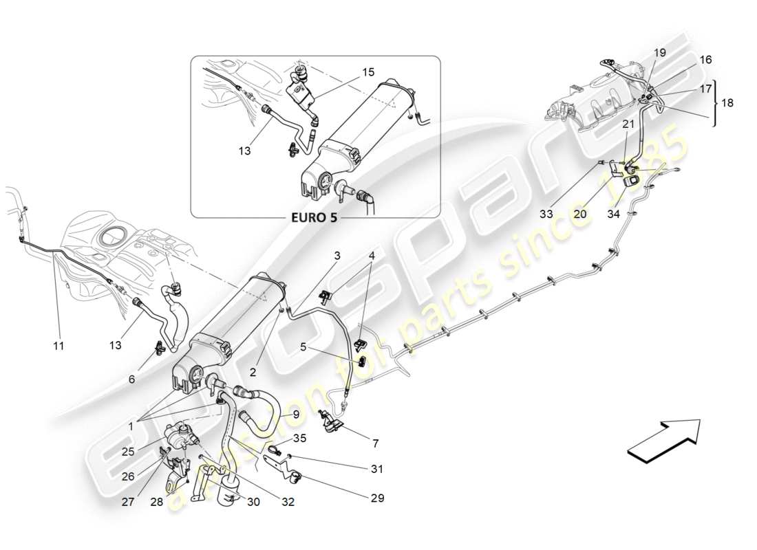 maserati qtp 3.0 bt v6 410hp (2014) fuel vapour recirculation system part diagram