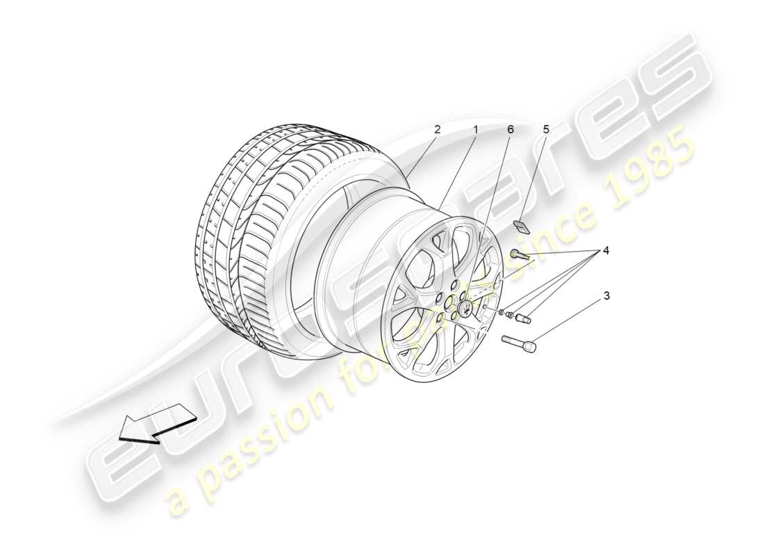 maserati granturismo s (2019) wheels and tyres parts diagram