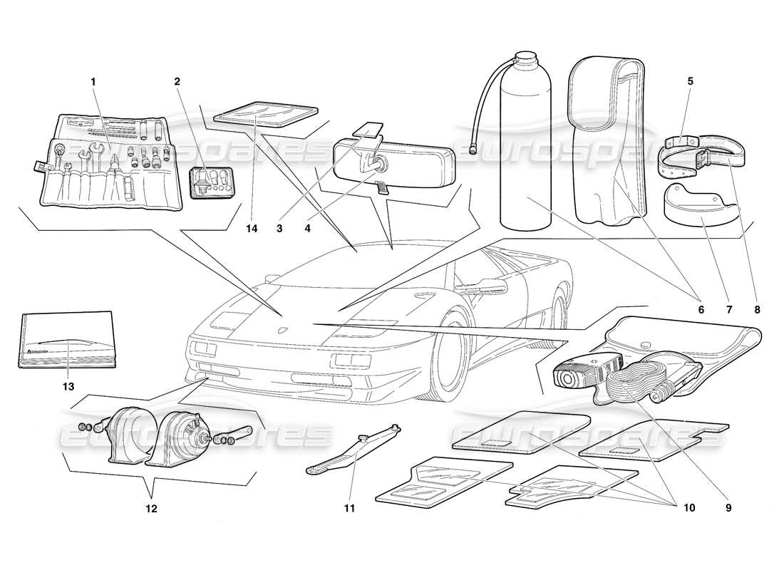 lamborghini diablo sv (1997) accessories part diagram