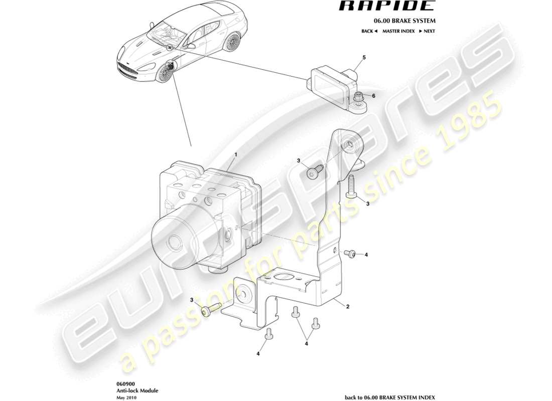 aston martin rapide (2010) anti-lock module parts diagram