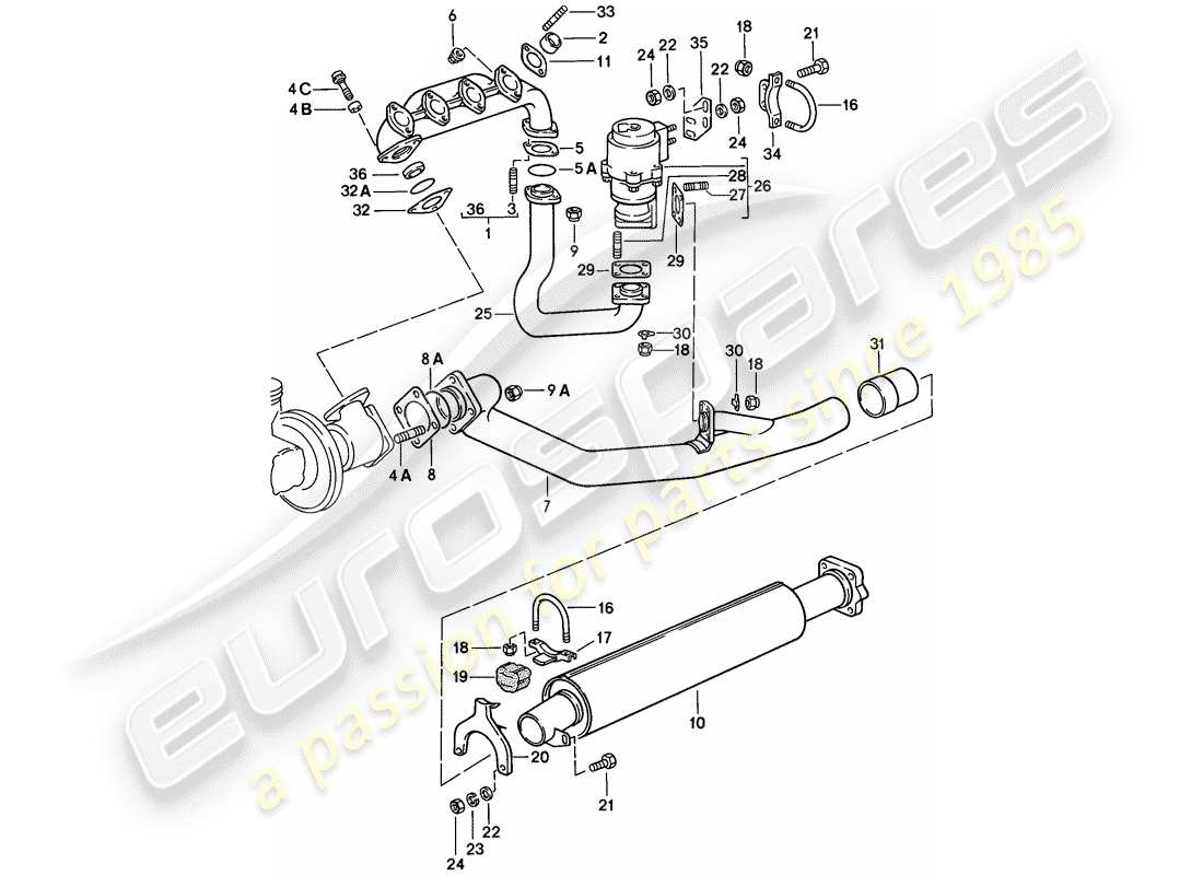 a part diagram from the porsche 924 parts catalogue