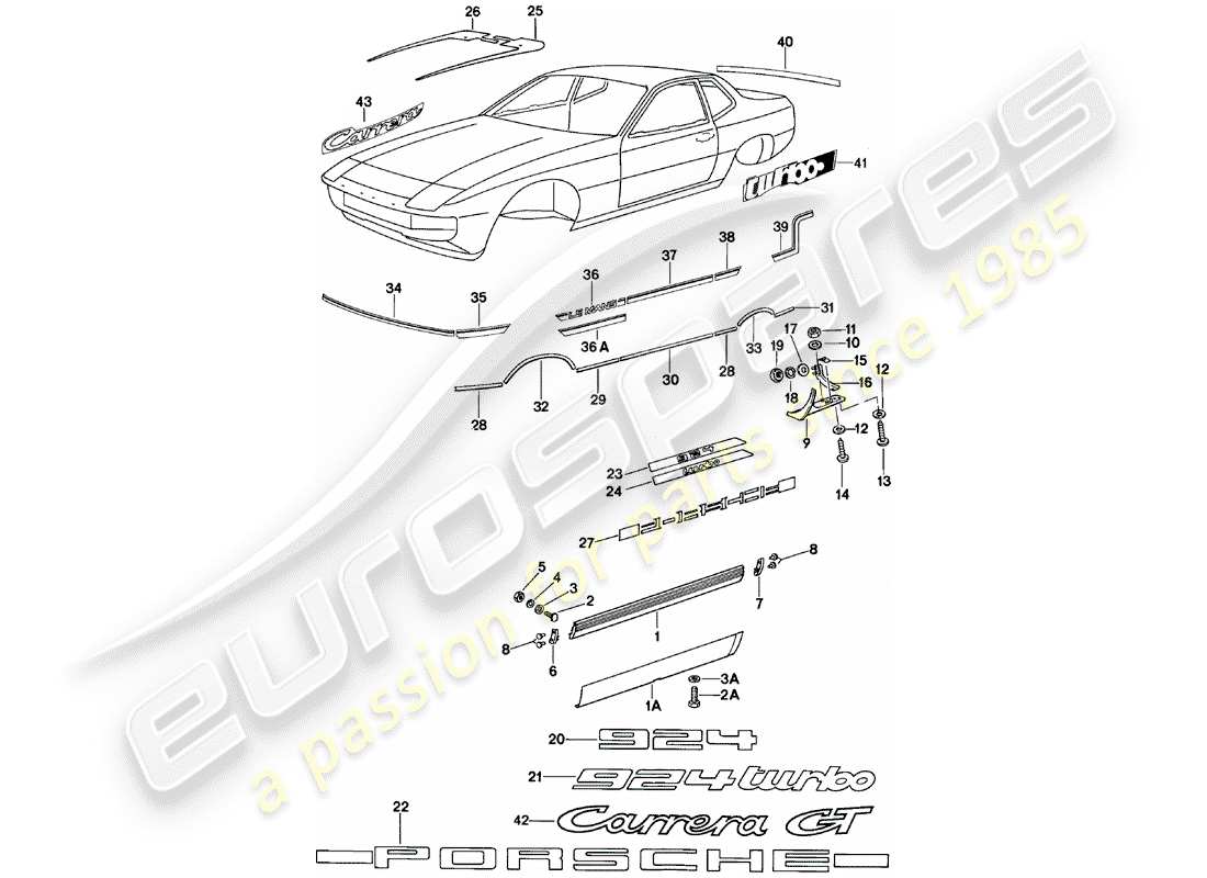 a part diagram from the porsche 924 parts catalogue