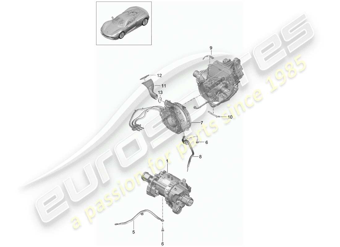 a part diagram from the porsche 918 spyder parts catalogue