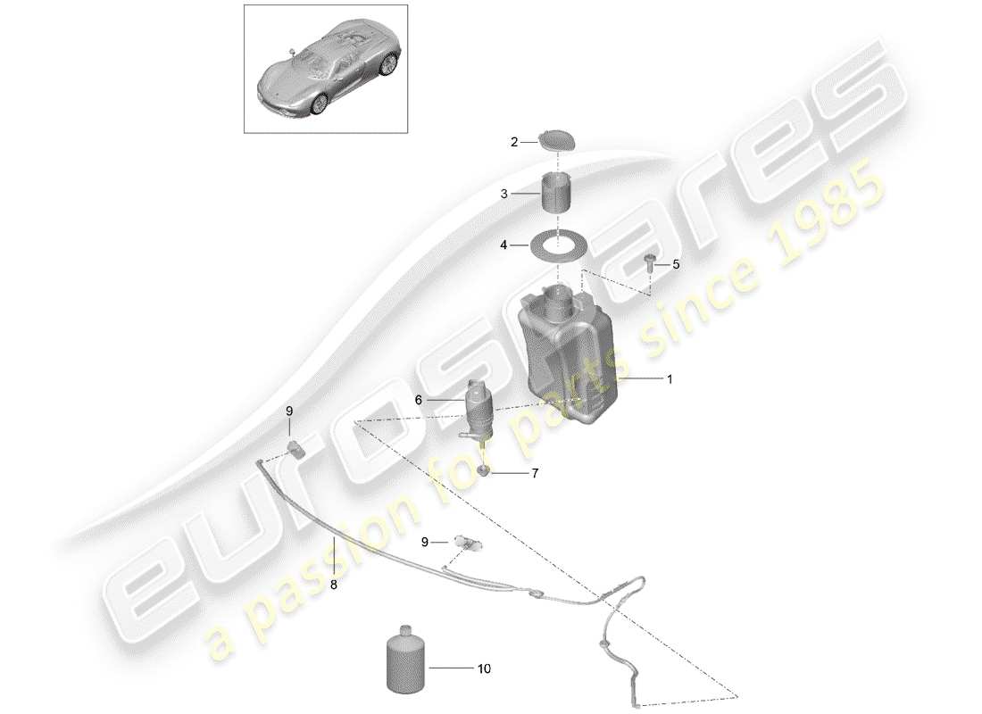 a part diagram from the porsche 918 spyder parts catalogue