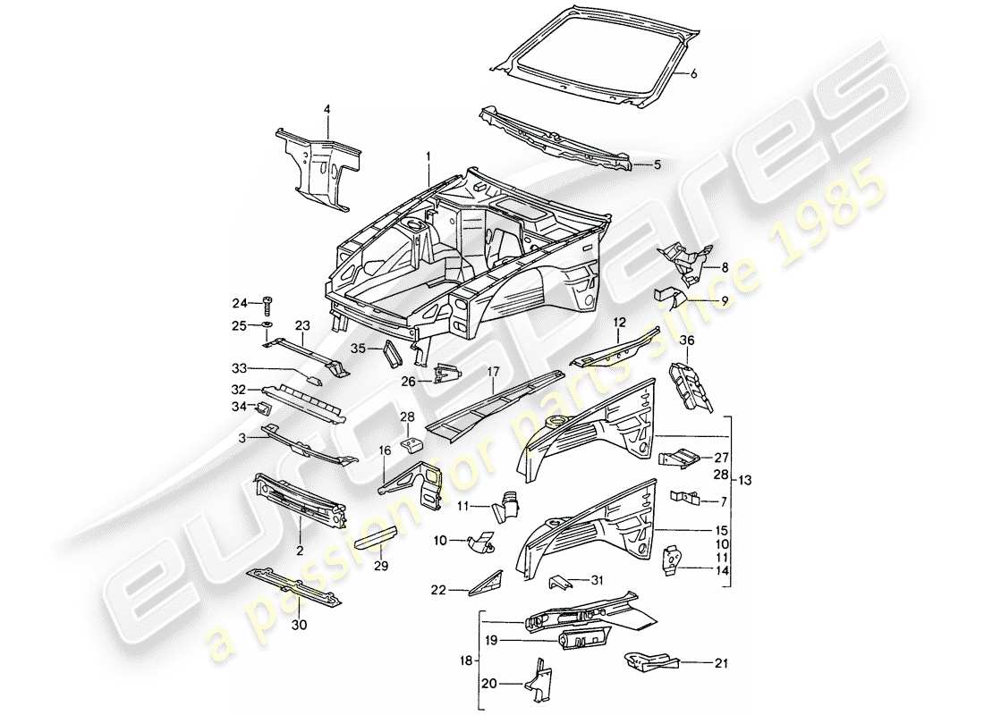 a part diagram from the porsche 968 parts catalogue