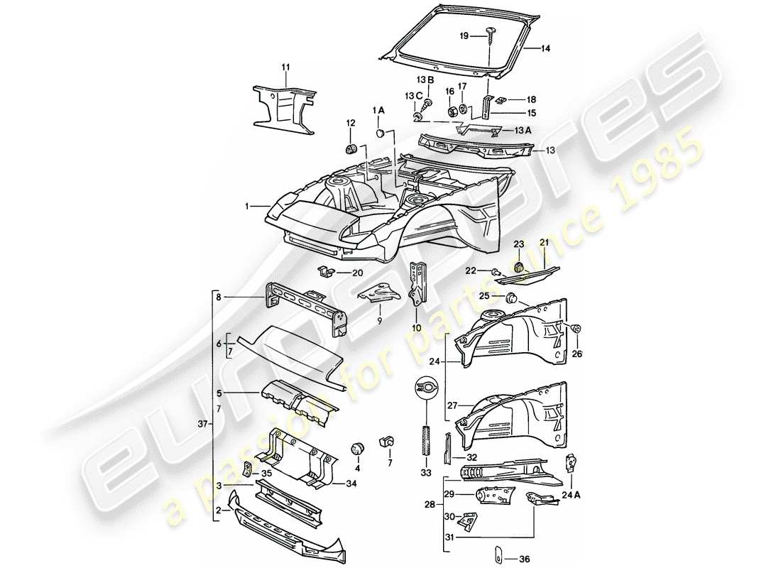 a part diagram from the porsche 944 parts catalogue