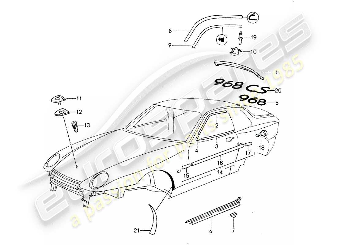 a part diagram from the porsche 968 parts catalogue