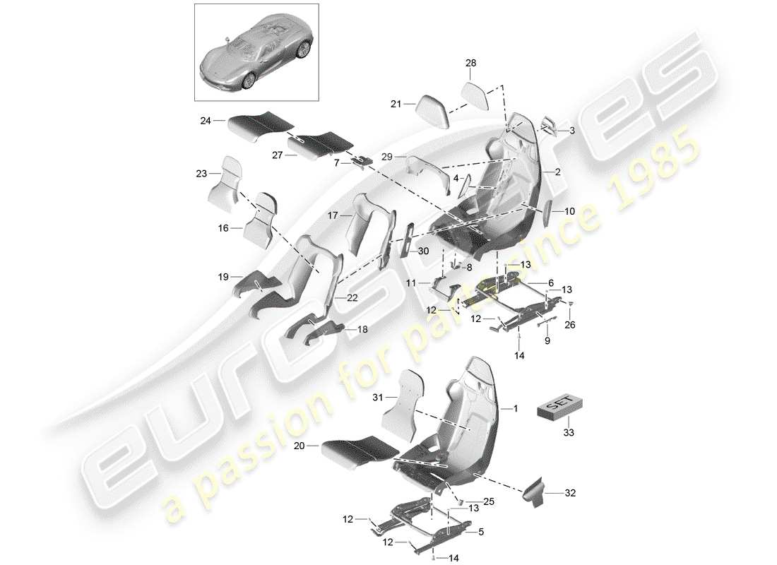 a part diagram from the porsche 918 spyder parts catalogue