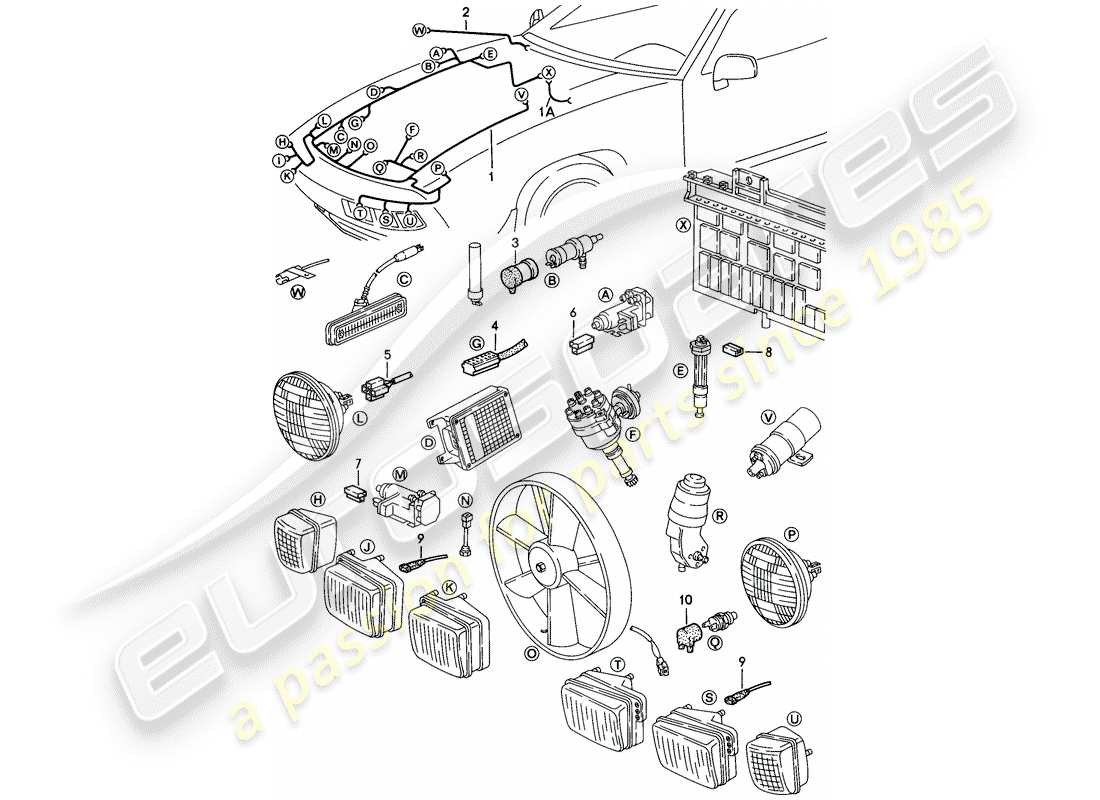 a part diagram from the porsche 928 (1986) parts catalogue