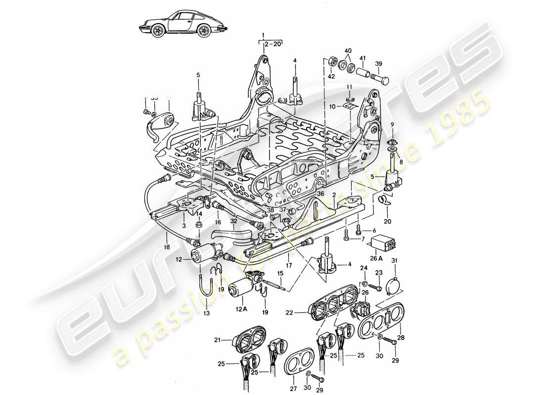 a part diagram from the porsche accessories and tequipment parts catalogue