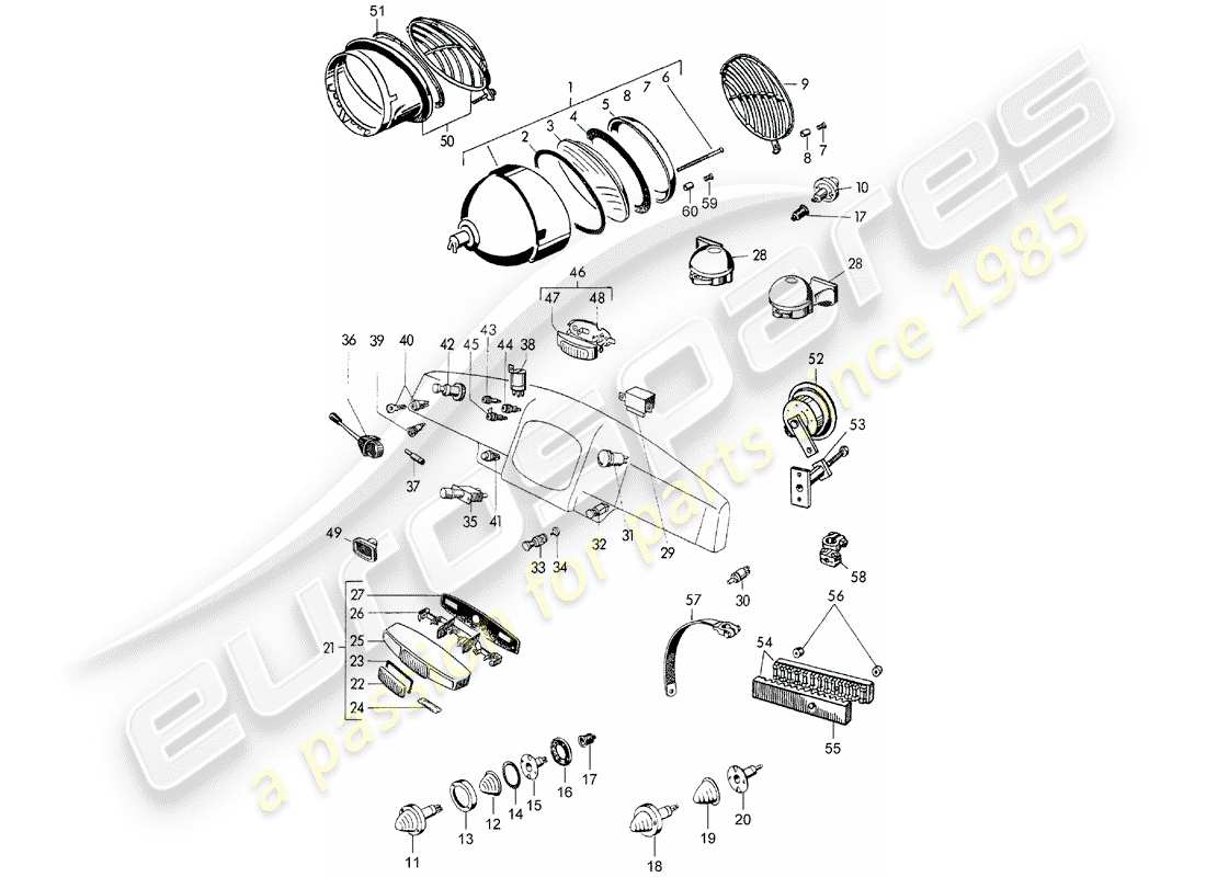 a part diagram from the porsche 356 parts catalogue