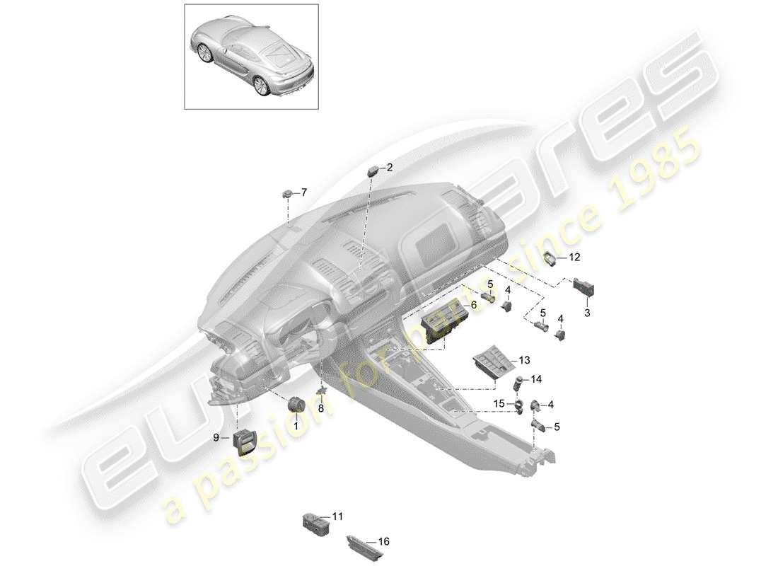 a part diagram from the porsche cayman gt4 parts catalogue