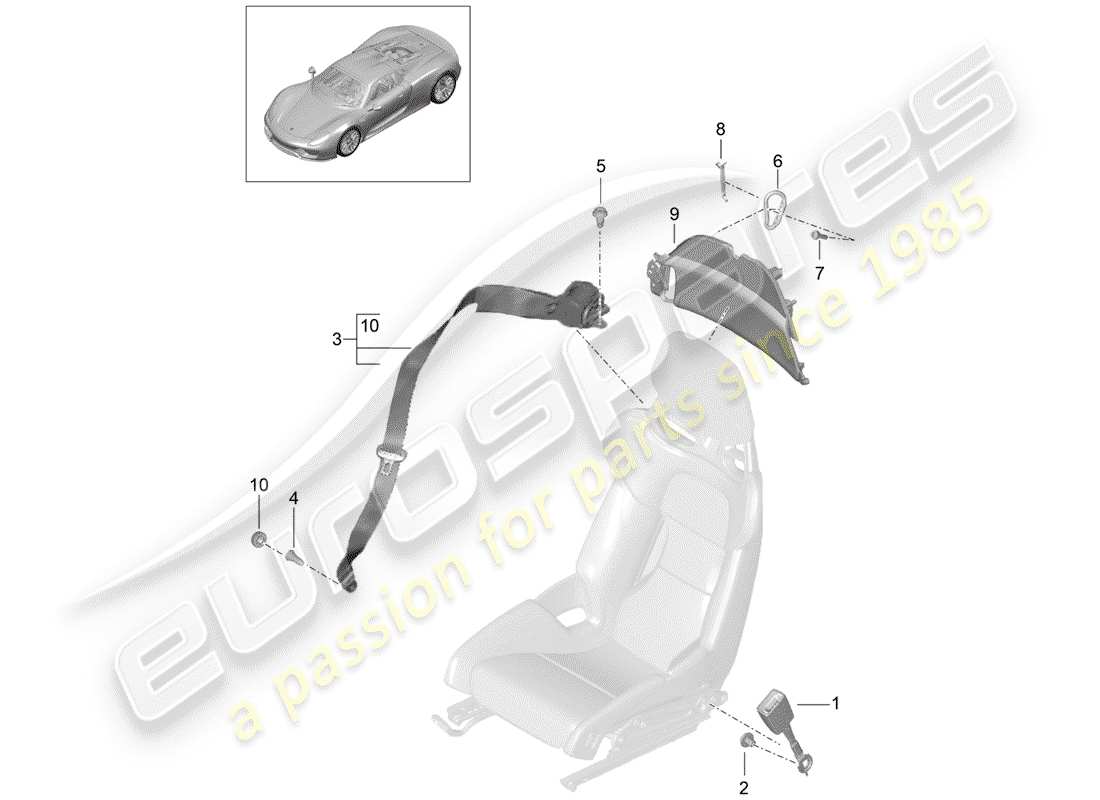 a part diagram from the porsche 918 spyder parts catalogue