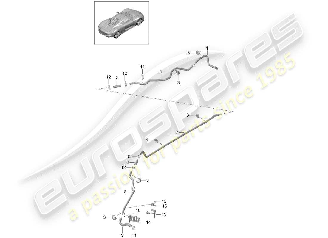 a part diagram from the porsche 918 spyder parts catalogue