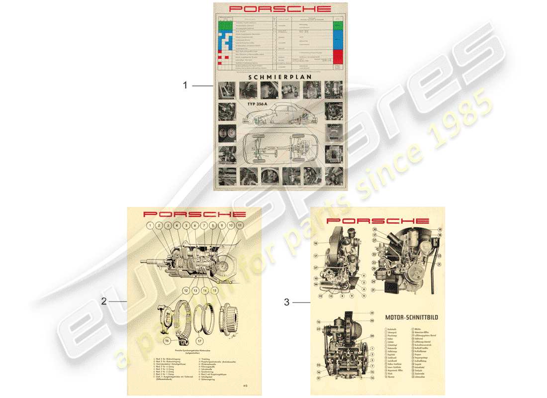 a part diagram from the porsche classic accessories (1985) parts catalogue