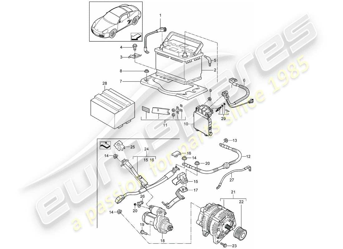 a part diagram from the porsche cayman 987 parts catalogue