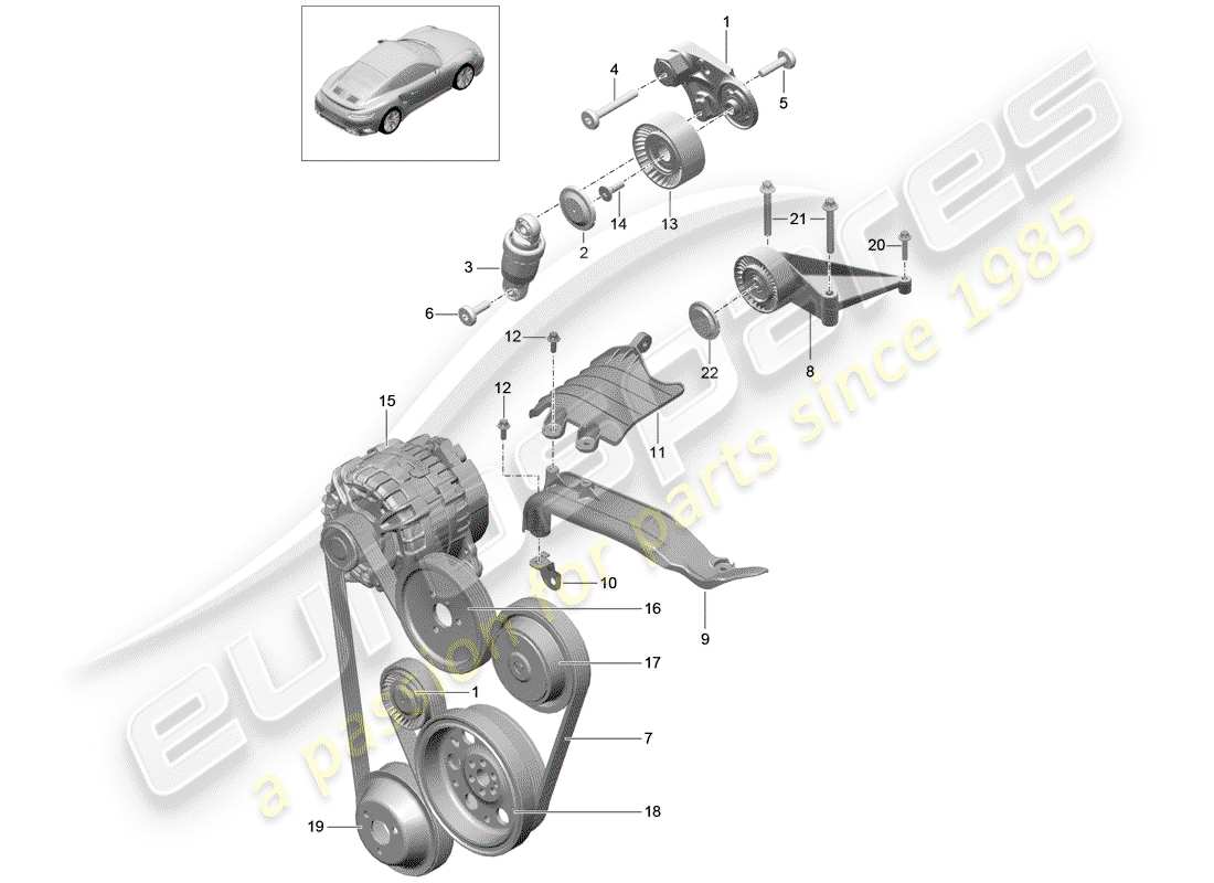 a part diagram from the porsche 991 parts catalogue