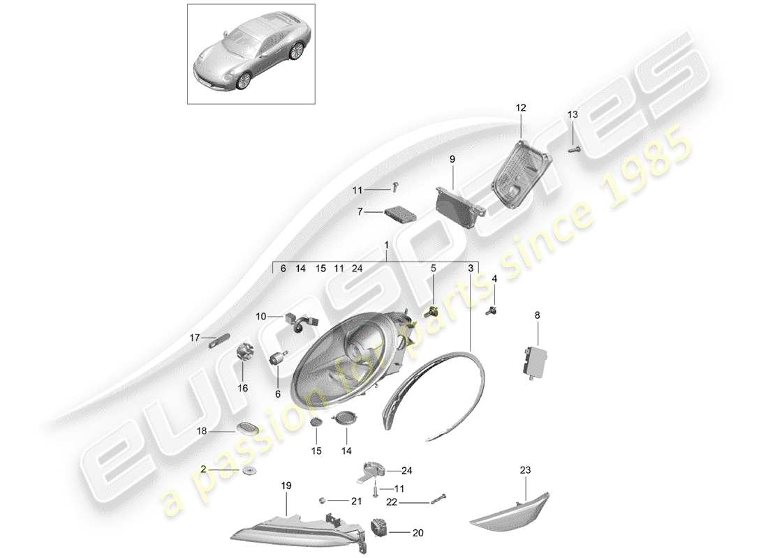 a part diagram from the porsche 991 parts catalogue