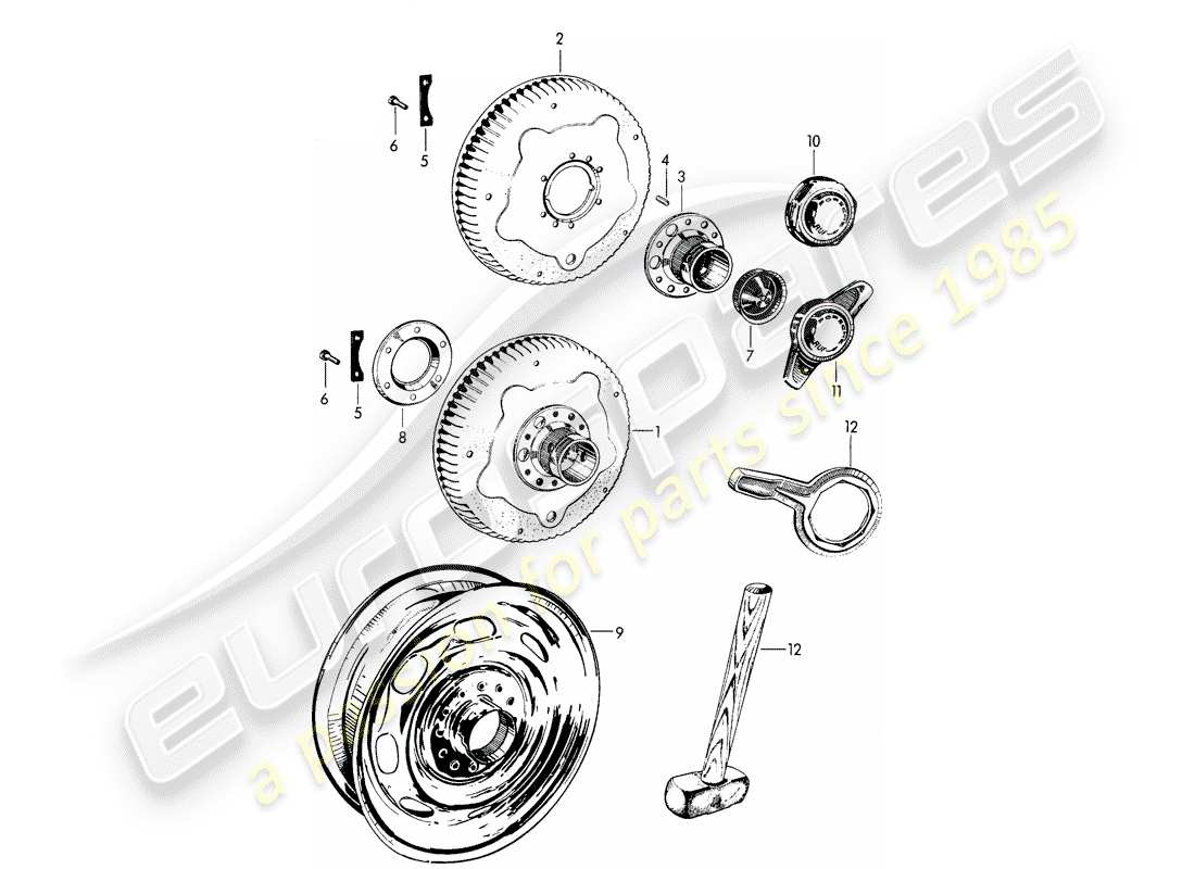 a part diagram from the porsche 356b/356c parts catalogue