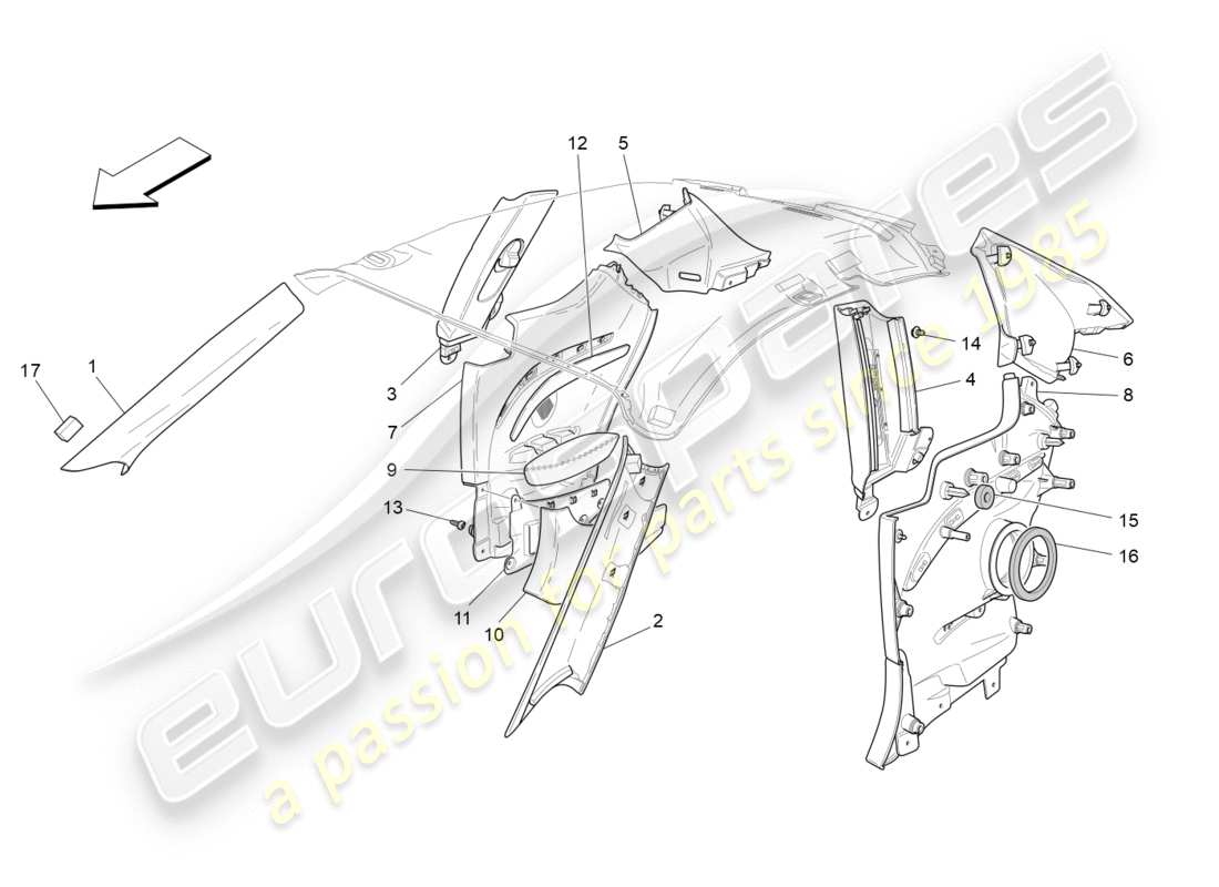 a part diagram from the maserati granturismo (2009) parts catalogue