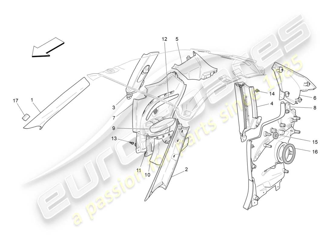 a part diagram from the maserati granturismo (2015) parts catalogue