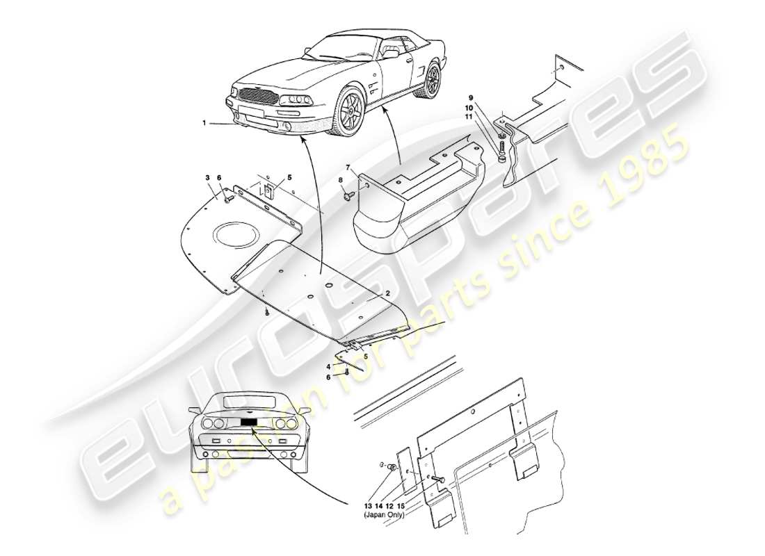 a part diagram from the aston martin v8 volante parts catalogue