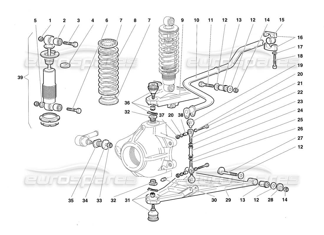 a part diagram from the lamborghini diablo sv (1997) parts catalogue