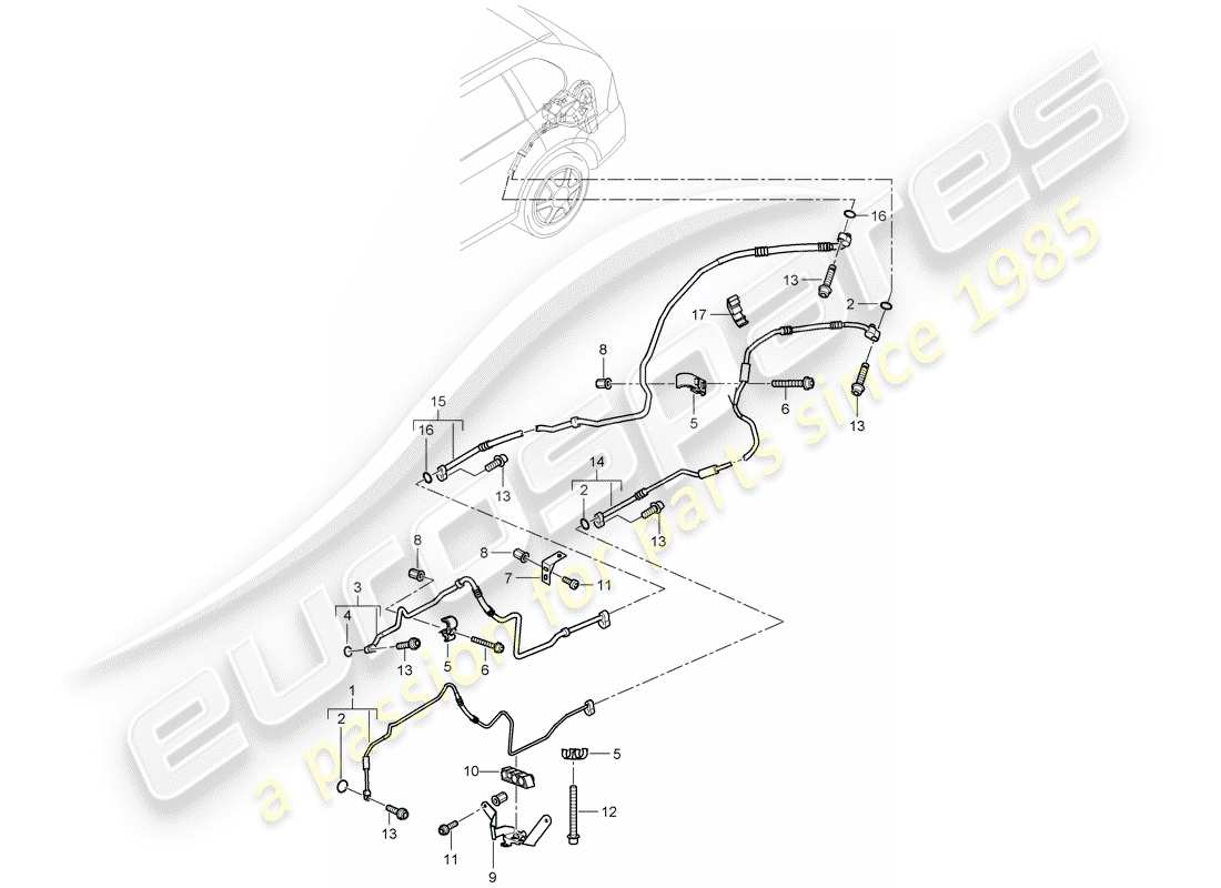 porsche cayenne (2006) refrigerant circuit part diagram
