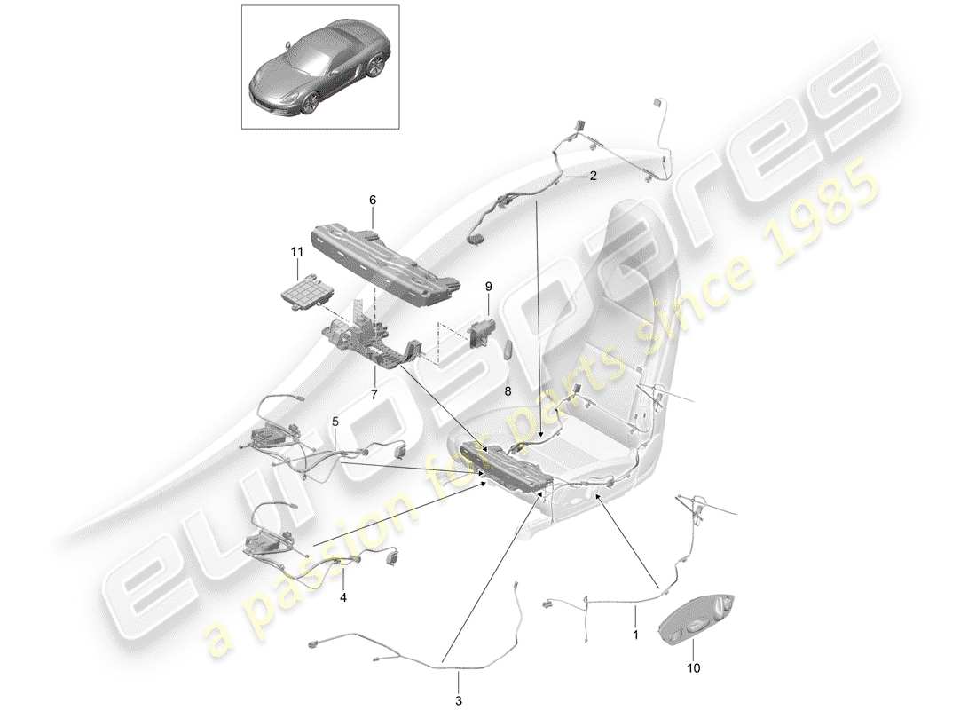 porsche 718 boxster (2020) wiring harnesses part diagram