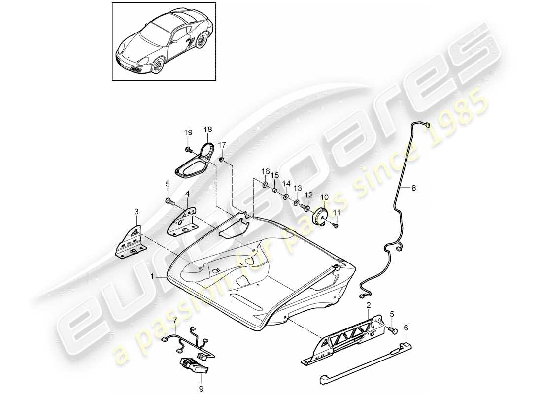 porsche cayman 987 (2010) seat parts diagram