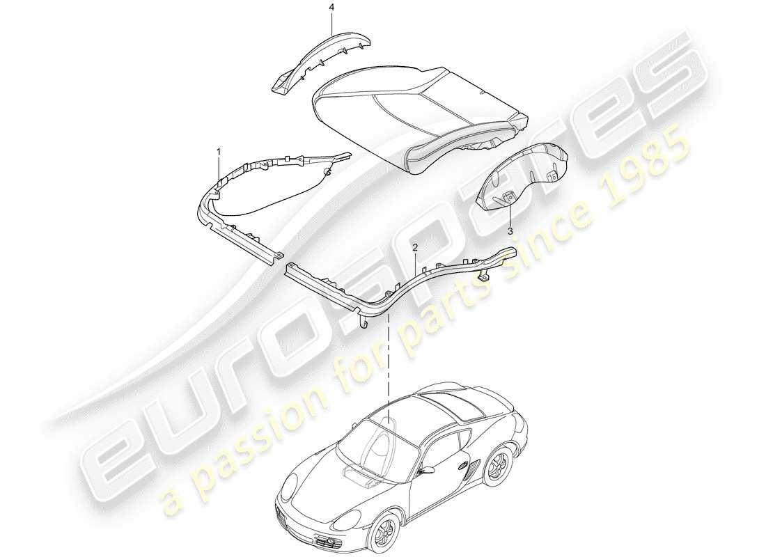 porsche cayman 987 (2010) cushion carrier parts diagram