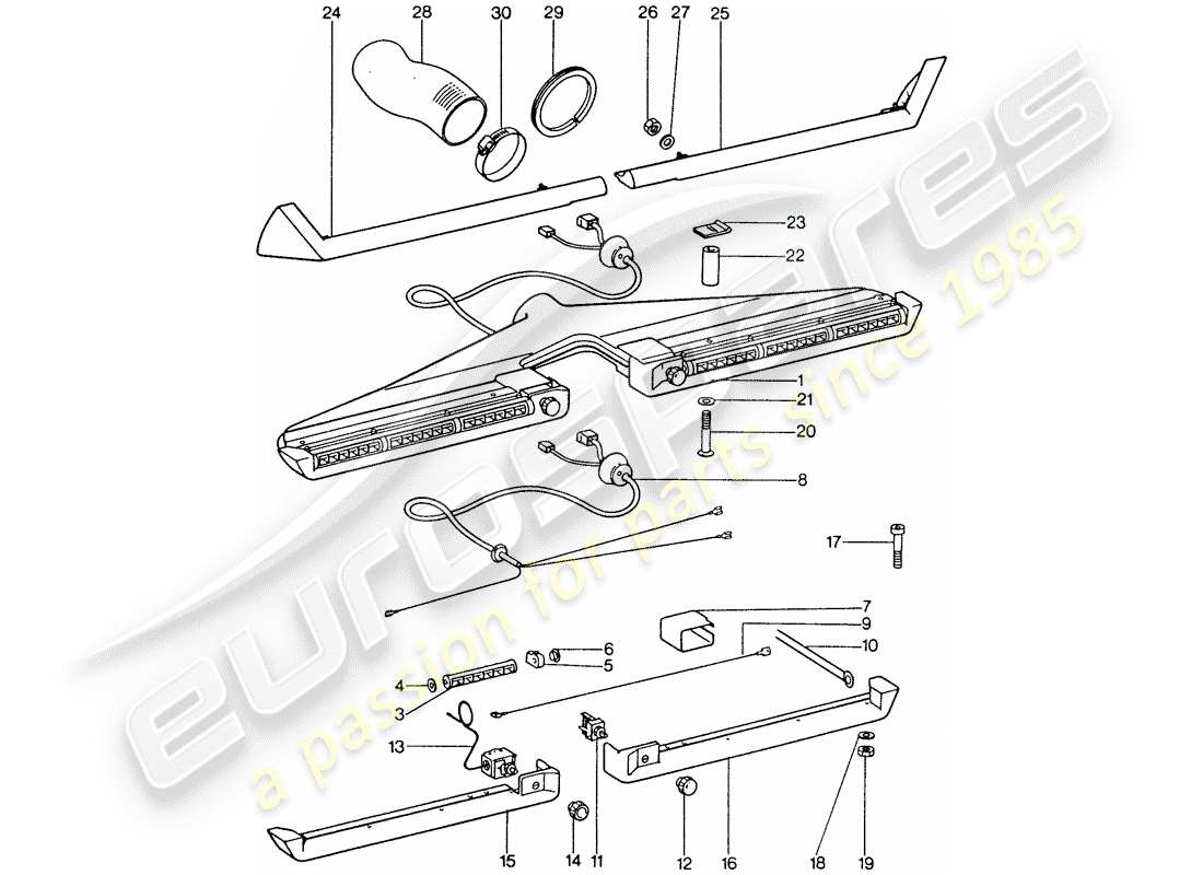 porsche 911 (1977) air conditioner - jet - accessories part diagram