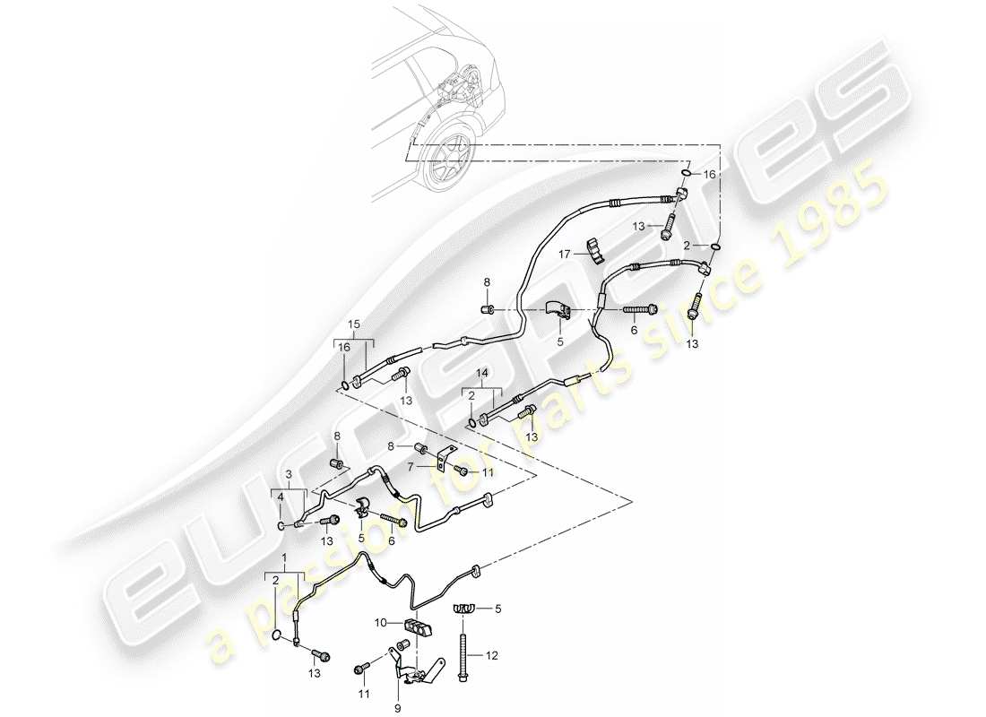 porsche cayenne (2004) refrigerant circuit part diagram