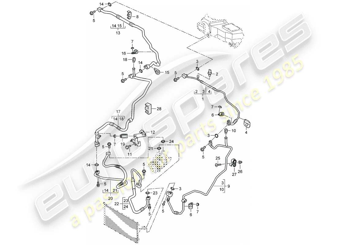 porsche cayenne (2006) refrigerant circuit part diagram
