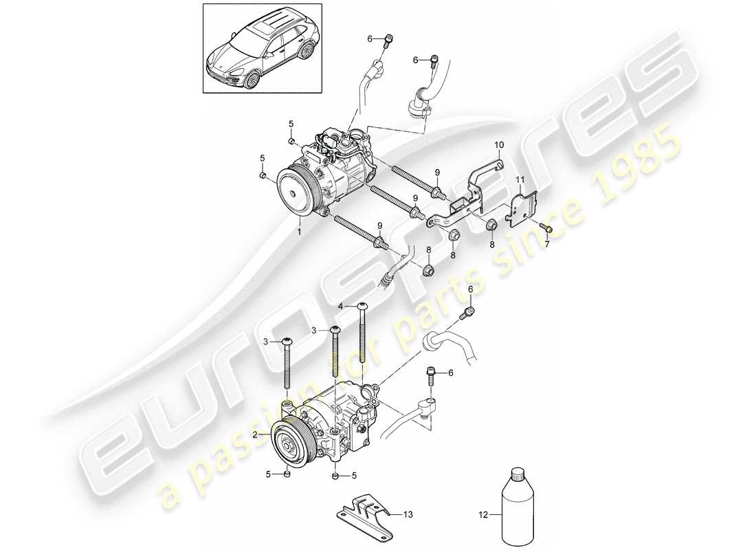 porsche cayenne e2 (2018) compressor part diagram