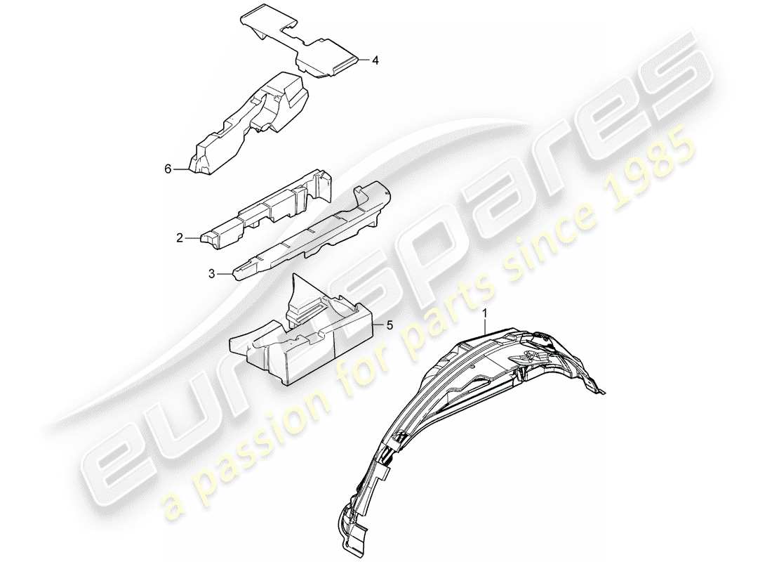 porsche cayenne (2008) sound absorber part diagram