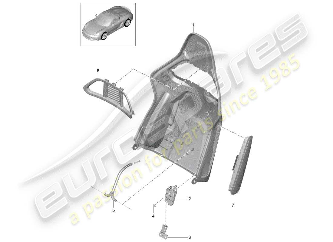 porsche 2016 backrest shell parts diagram