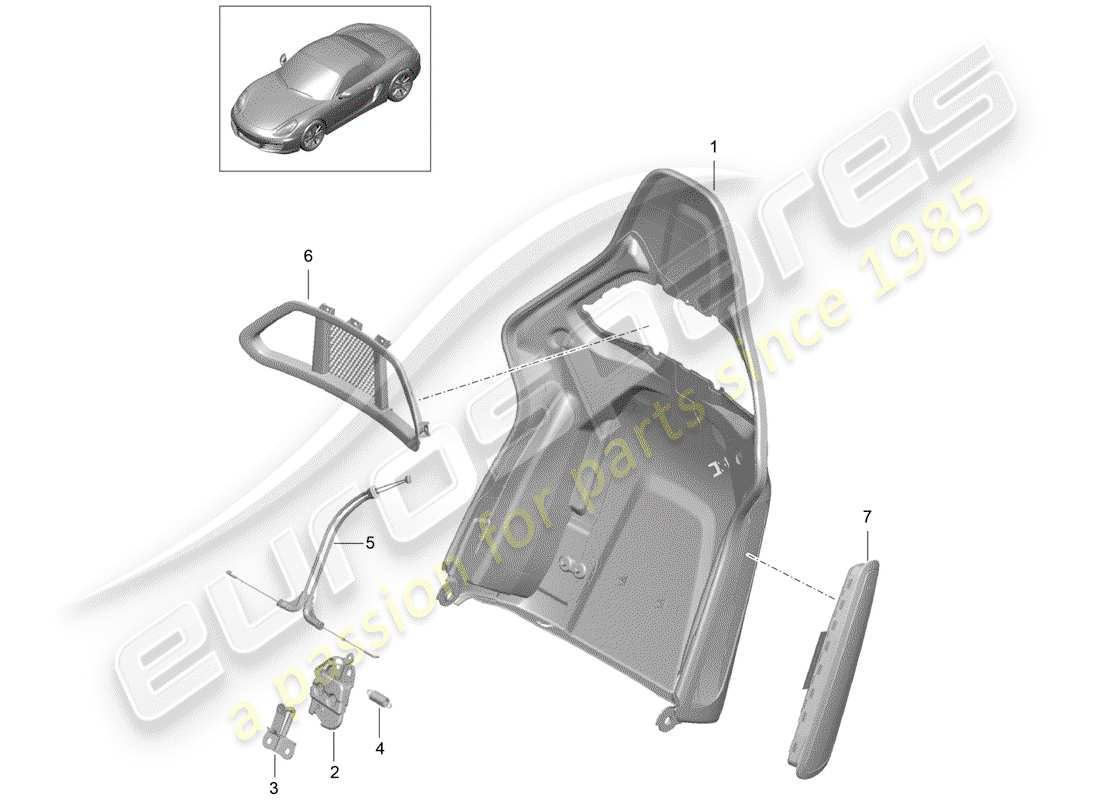 porsche boxster 981 (2013) backrest shell parts diagram