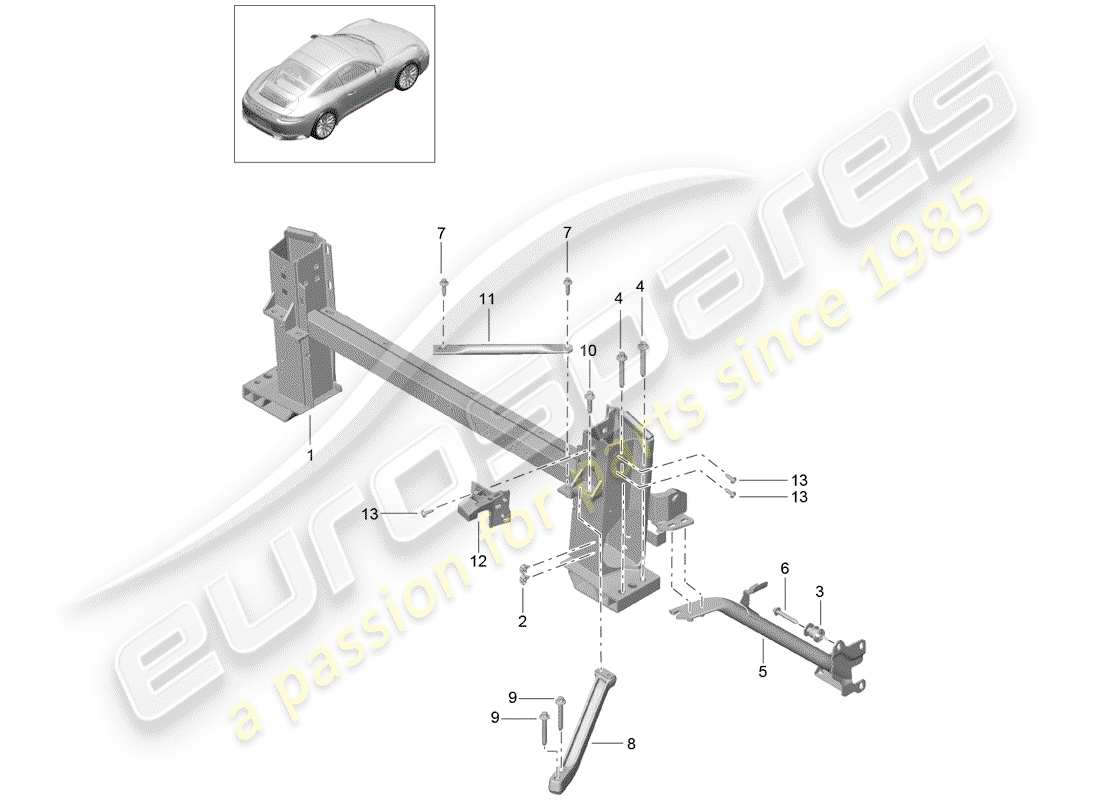 porsche 991 gen. 2 (2019) retaining frame part diagram