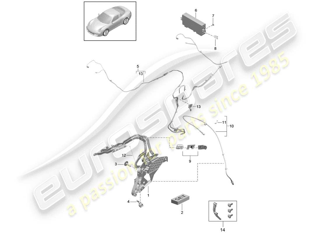 porsche 991 gen. 2 (2019) top frame part diagram