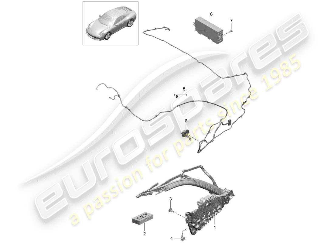 porsche 991 gen. 2 (2019) top frame part diagram