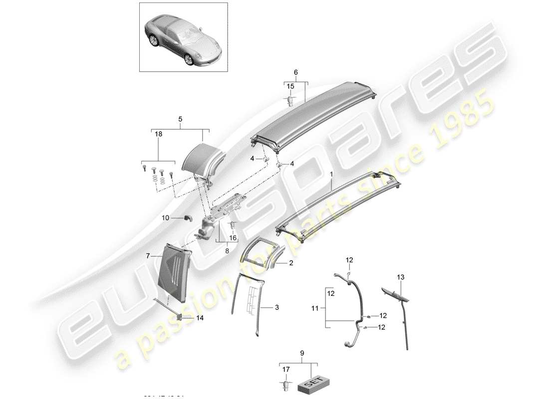 porsche 991 gen. 2 (2019) trim part diagram